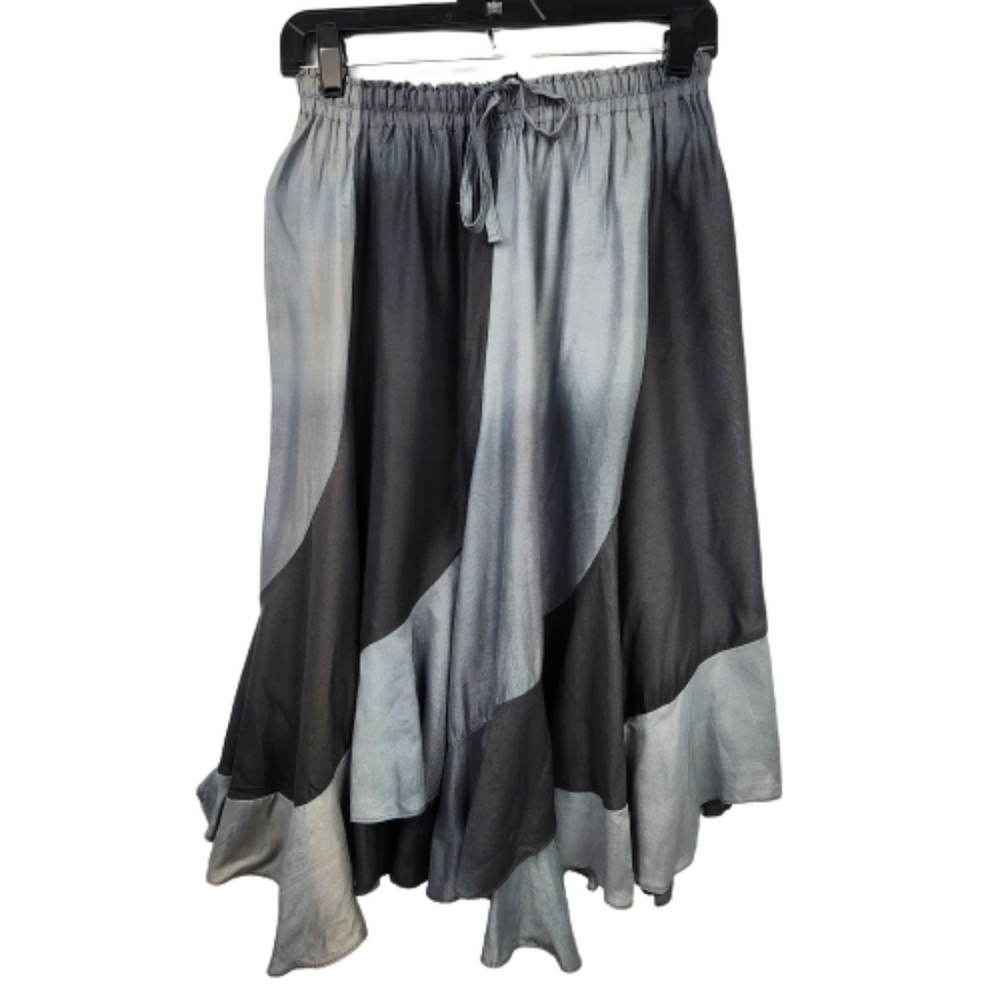 Asymmetrical Gray Rayon Whimsical Fairycore Midi Skirt One Size